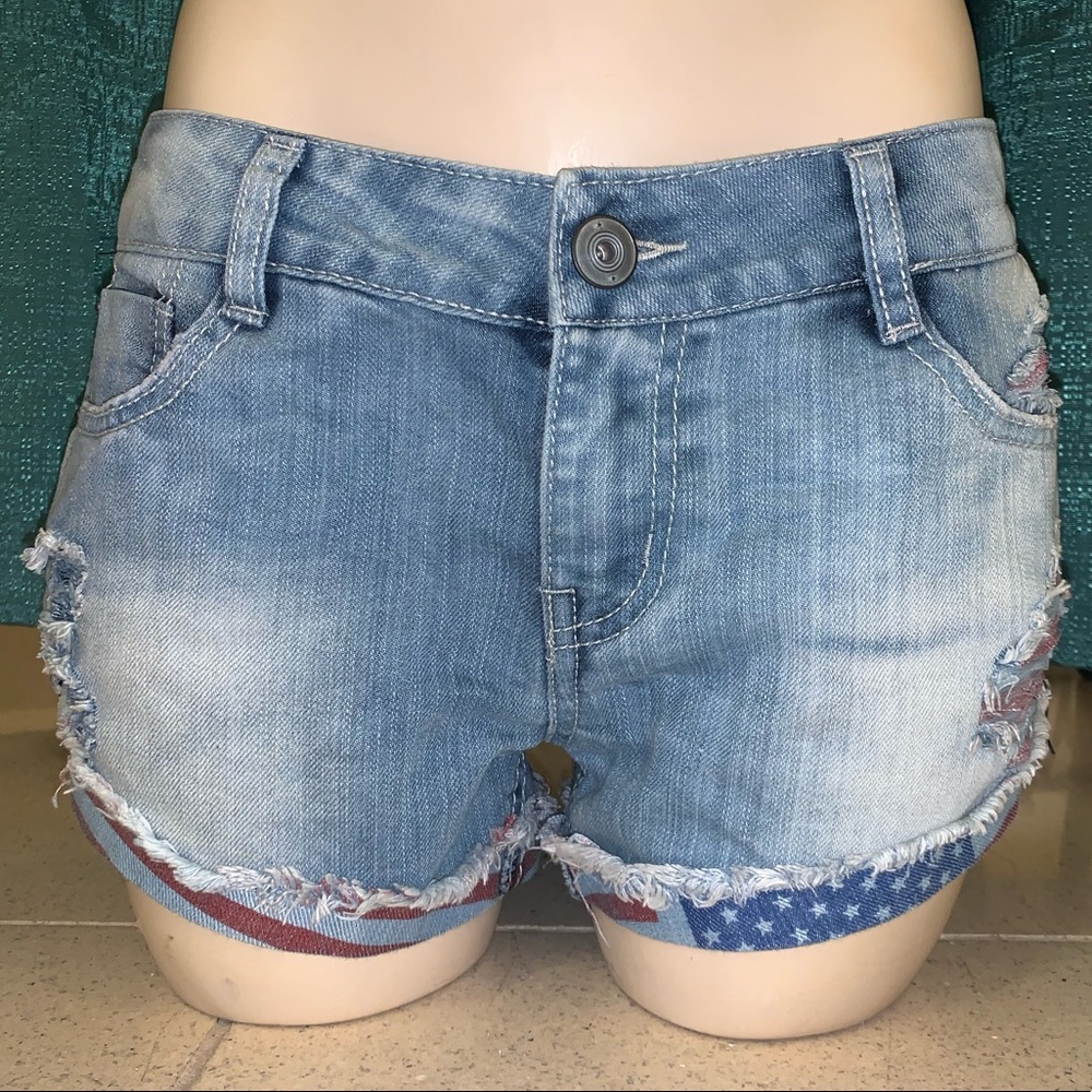 American Flag Lined Jean Shorts